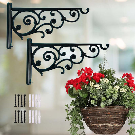 Modern Black Metal Wall Hook Hanging Plant Bracket | Single, Set of 2 & Set of 4
