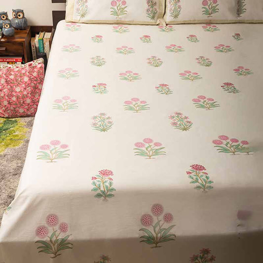 Poppy Bedsheet with Reversible Pillow Set | Double Size |  Get a freebie worth Rs 450