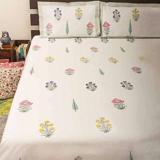 Cypress Printed Bedsheet with Reversible Pillow Set | Double Size|  Get a freebie worth Rs 450