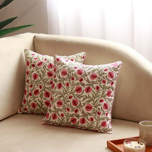 Gulnar Printed Cotton Cushion Covers | Set of 2 | 16 x 16 inch