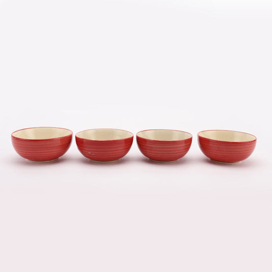 Ceramic Red Spiral Bowls | Set Of 4