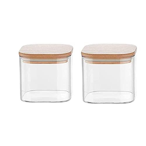 Glass Bamboo Lid Air Tight Jar | 450 ml | Set of 2