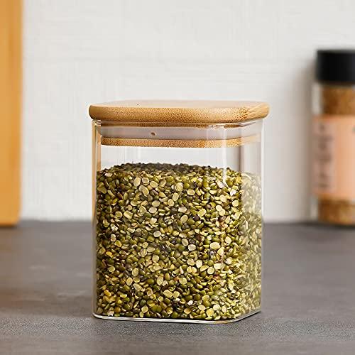 Glass Bamboo Lid Air Tight Jar | 450 ml