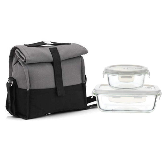 Glass Container Lunch Box | Set of 2 (Rectangle + Round)