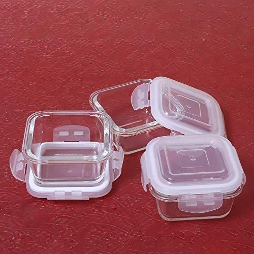 Glass Mini Food Storage Air-Tight Container | 180 ml | Set of 3