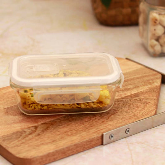 Borosilicate Glass Rectangle Food Storage Container with Air Vent Lid | 400 ml | Set of 2