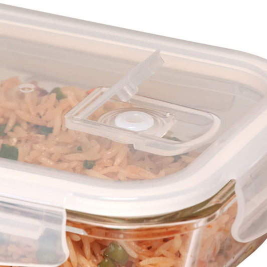 Borosilicate Glass Rectangle Food Storage Container with Air Vent Lid | 400 ml | Set of 3