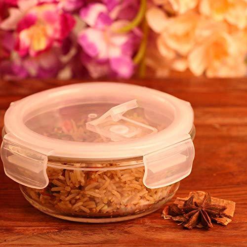 Borosilicate Glass Round Food Storage Container with Air Vent Lid | 380ml, 580ml, 940ml | Set of 2