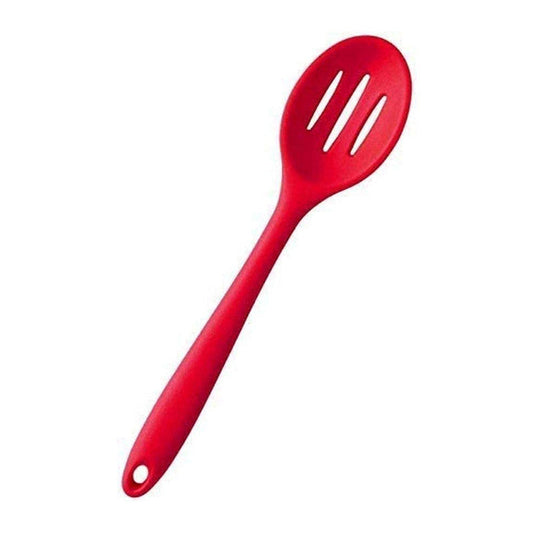 Red Virgin Silicone Slotted Spoon with Grip Handle