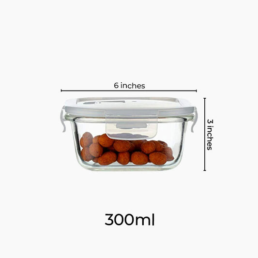 Borosilicate Glass Square Food Storage Container with Air Vent Lid | 300ml, 500 ml, 800ml