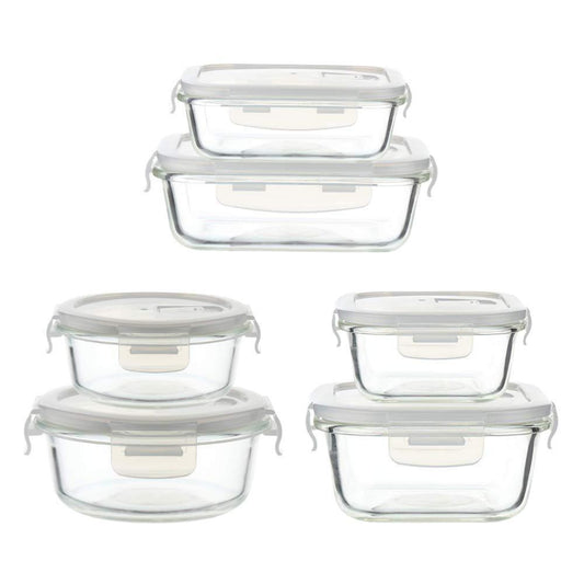 Glass Food Storage Container with Air Vent Lid- Square | Mixed Size Combo | Set of 6