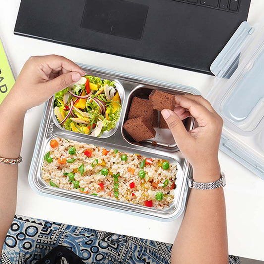 High Stainless Steel Lunch Box | 3 Compartments