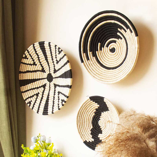 Jungle Jive | Black Handwoven Wall Baskets | Set Of 3