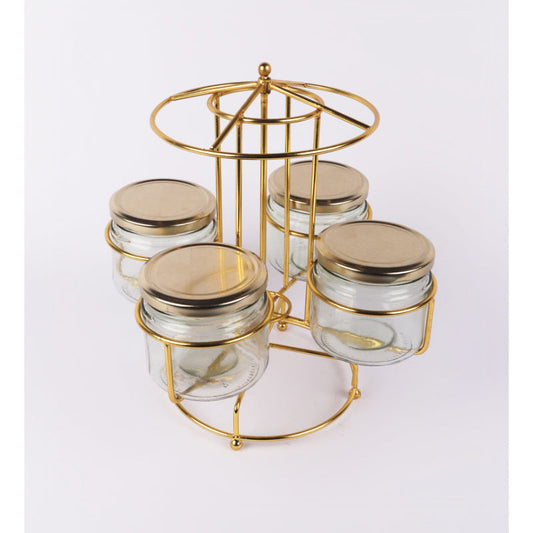 Revolving Merry Go Round Dry Fruits Serving Platter With Jars | 350 ml