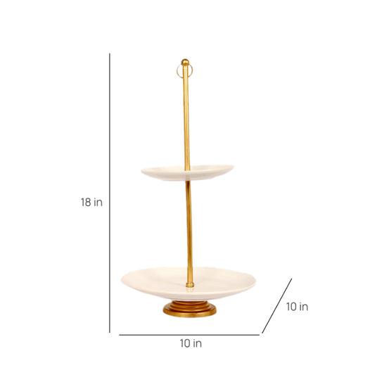 White & Gold Double Layer Detachable Ceramic Platter
