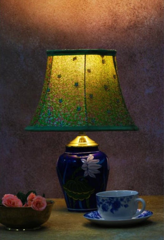 Green Brocade Bell Lampshade