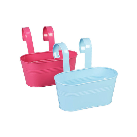 Blue & Pink Oval Railling Planter Small