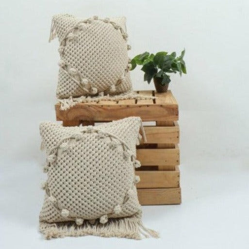 Perforated Macrame Cushion Cover | Set of 2