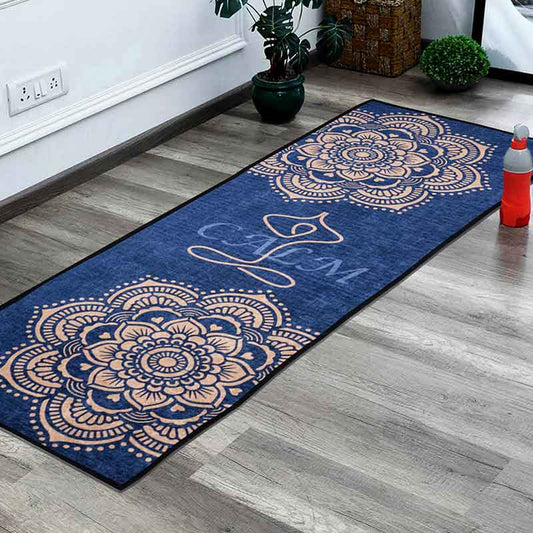 Calm Blue Polyester Yoga Mat