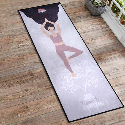 Grey Polyester Yoga Mat