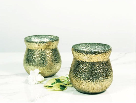 Tinsel Glass Votive | Set of 2 |Multiple Colors