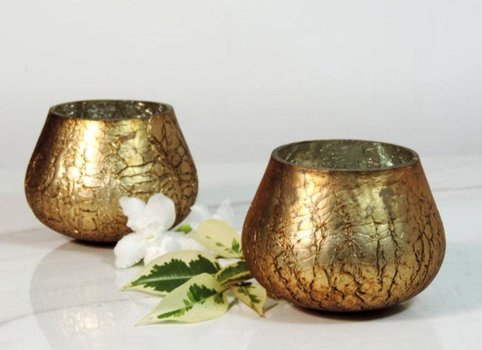 Mercury Gold Glass Votive | Set of 2 |Multiple Colors