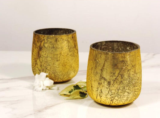 Rustic Glass Votive | Set of 2 |Multiple Colors