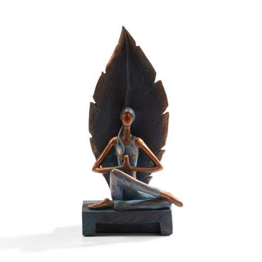 Yoga Girl with Leaf Showpiece