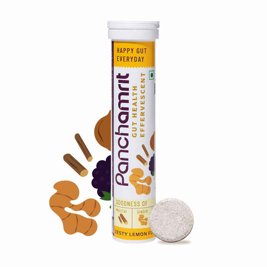 Panchamrit Gut Health Effervescent Tablets | Zesty Lime Flavor