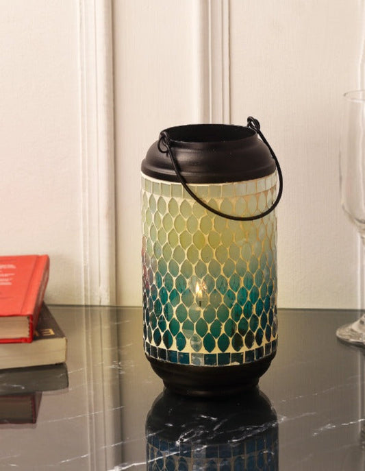 Blue & White Mosaic Design Lantern