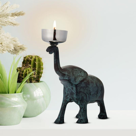 Elephant Tea Lights Holder in Ceramic Finish