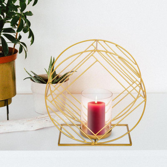 Circular Wired Glass Candle Stand