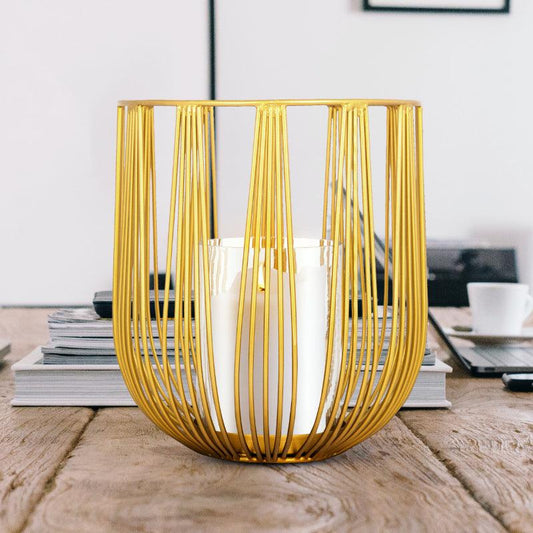 Gold Wired Glass Candle Stand