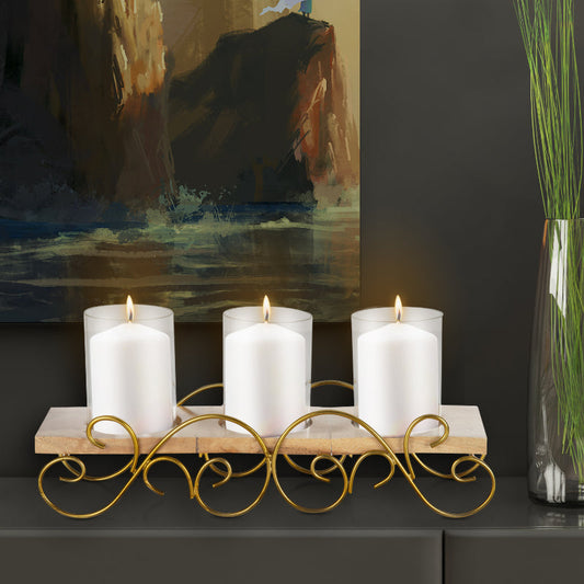 Candle Stand With Hurricane For 3 Candles