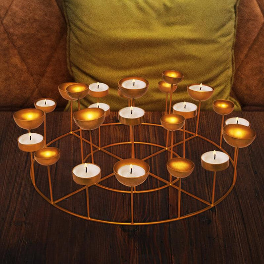 Golden Circular Tea Lights Stand