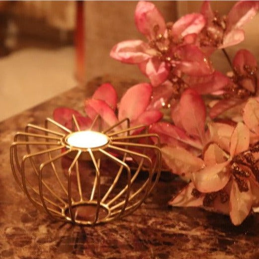 Gold Wired Single Tea Light Holder