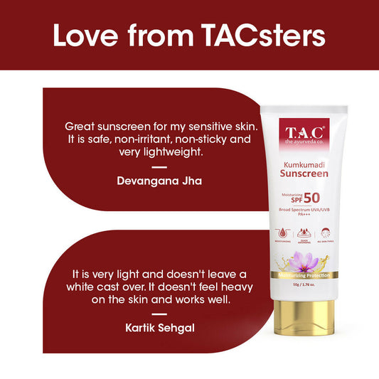 T.A.C - The Ayurveda Co. Kumkumadi Sunscreen Ultra Light SPF 50 with UVA/UVB PA+++