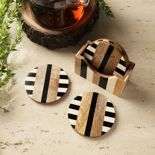 Retro Wooden Coaster| Set Of 4