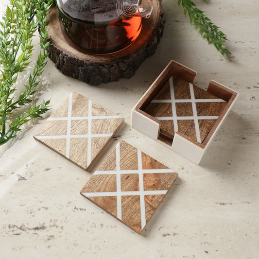 Crosscut Wooden Coaster| Set Of 4