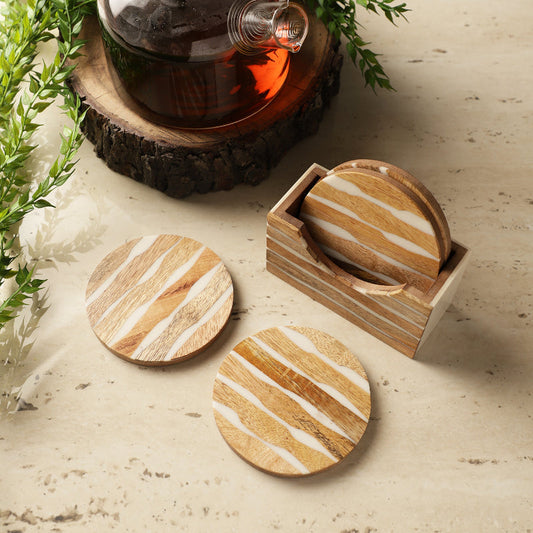 Waves Wooden Coaster| Set Of 4