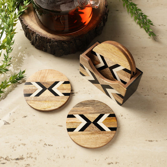 Wooden Linear Coaster| Set Of 4