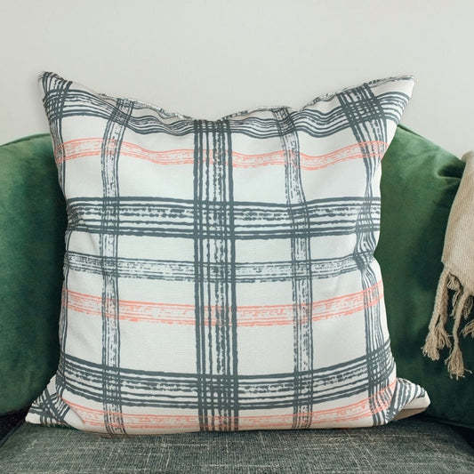 Large Check Printed Cushion Cover | Set of 2 | 18 x 18 Inches