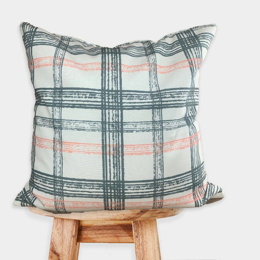 Large Check Printed Cushion Cover | Set of 2 | 18 x 18 Inches