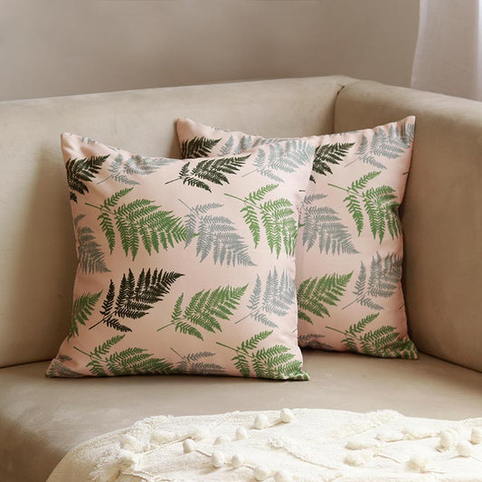 Asco Leaves Pattern Cushion Covers | 16 x 16 Inch | Set Of 2