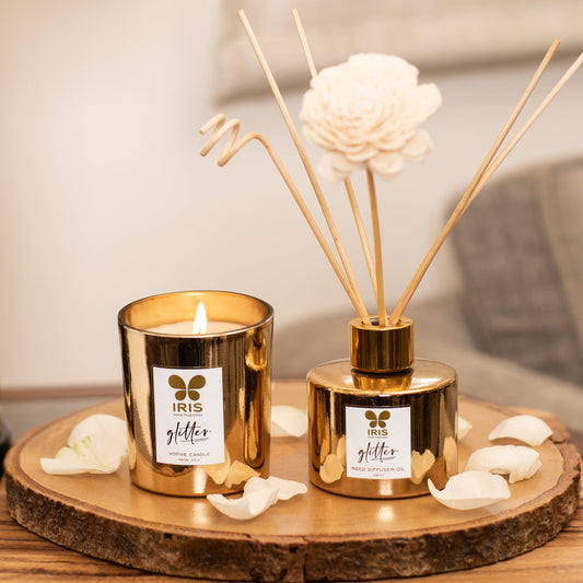 IRIS Glitter Reed diffuser set | Gold Musk