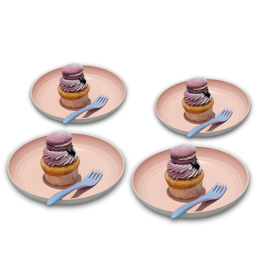 Plush Pink Wheat Straw Plates | Set of 4