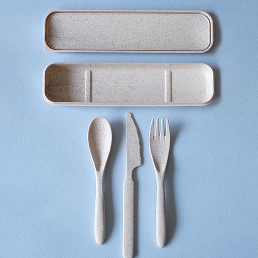 Soft Beige Wheat Straw Cutlery Set