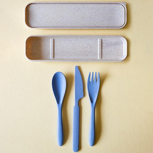 Dark Blue Wheat Straw Cutlery Set