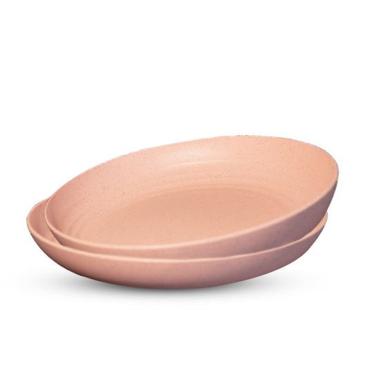 Plush Pink Wheat Straw Dinner Plates | Set of 2