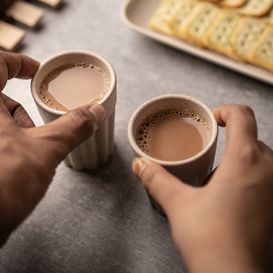 Coffee Brown Rice Husk Cutting Chai Cups| Set of 2